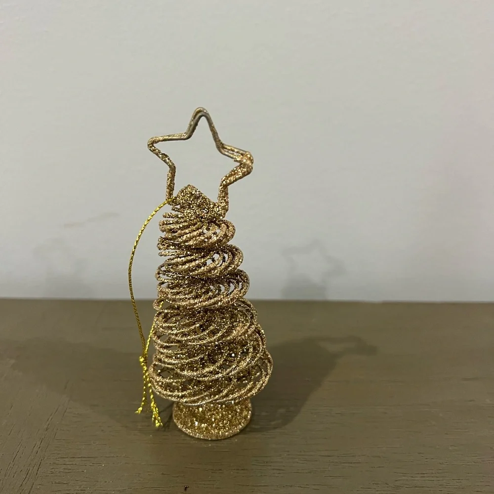 Crate & Barrel Gold Glitter Christmas Tree Ornament